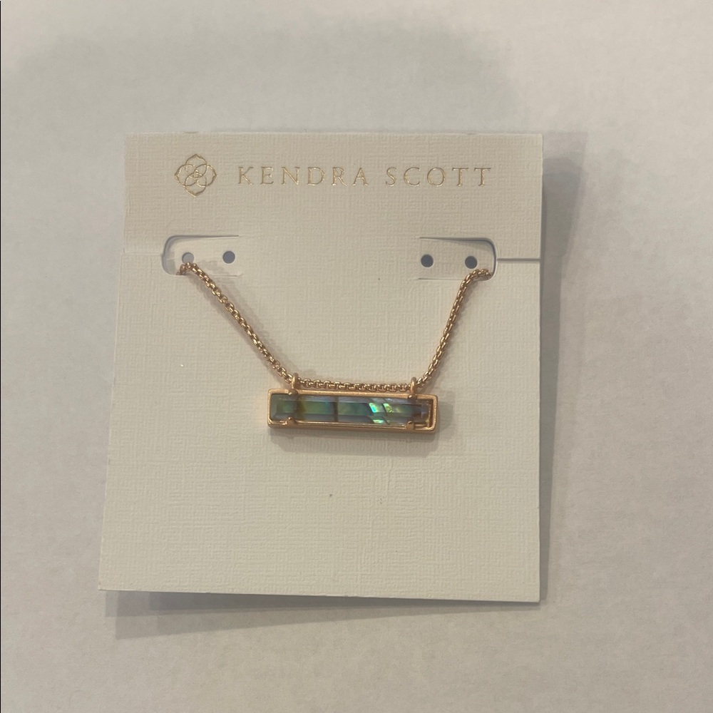Kendra Scott Rose Gold Leanor Necklace with Iridescent Stone